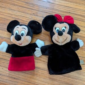 Vintage Mickey Mouse and Minnie Mouse Hand Puppets